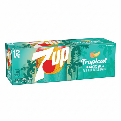 7UP Tropical Flavored Soda - 12 Pack Box - Caffeine Free - 12 x 12 fl oz