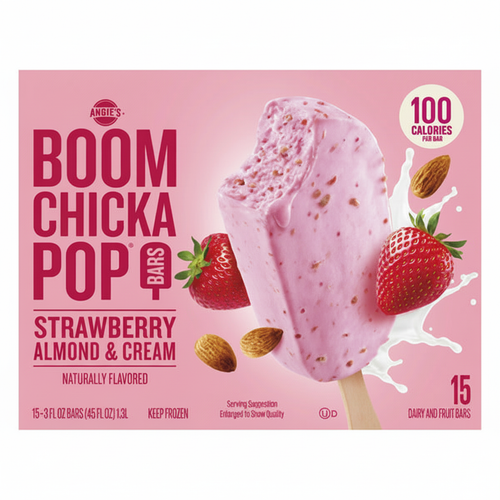 Angie's Boom Chicka Pop Strawberry Almond & Cream Bars 15-count box front view